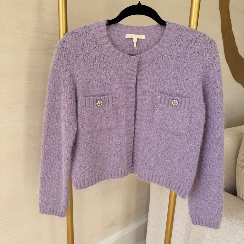 Maje lilac knit cardigan - Size 1 (small)
